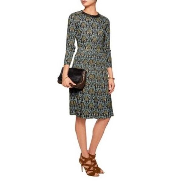 NWT Tory Burch Embellished Lulu Floral Dress Women XS EUC Crew Neck Long Sleeve - Picture 1 of 16